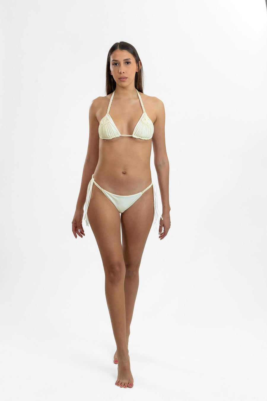 White Macrame Bikini Top