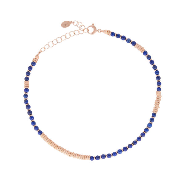 Stone Beads Lapis Pink Gold Necklace - S